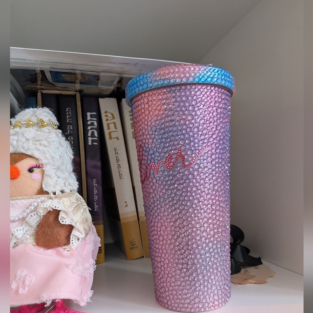 Taylor Swift Pink and Blue Rhinestone Lover Tumbler